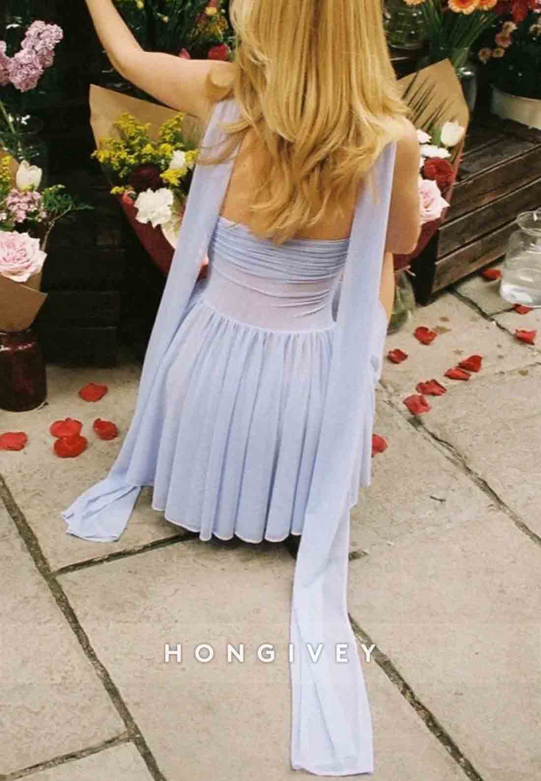 Halter Sweetheart A-Line Tulle Pleated Sleeveless Mini Homecoming Dresses