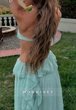 Trendy Sweetheart Mint Green A-Line Long Prom Dress with 3D Flowers