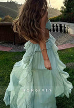 Trendy Sweetheart Mint Green A-Line Long Prom Dress with 3D Flowers