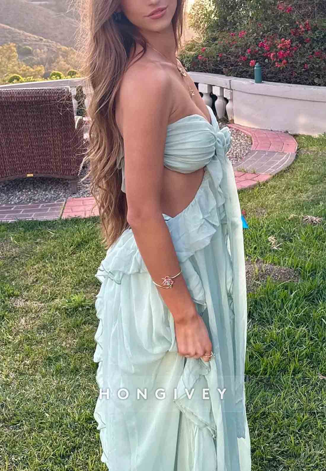 Trendy Sweetheart Mint Green A-Line Long Prom Dress with 3D Flowers
