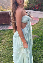 Trendy Sweetheart Mint Green A-Line Long Prom Dress with 3D Flowers