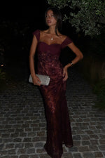 Mermaid Sweetheart Burgundy Long Prom Dress with Lace