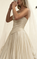 Modest Wedding Dress Ball Gown Strapless White Satin Long Wedding Dresses Brides Dress Bridal Gowns