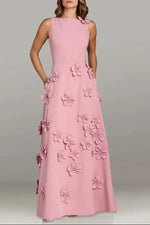 Halter Floor-Length A-line Evening Gown Pleated Flowers Mother of the Bride Dress