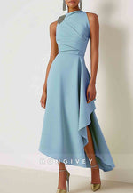 Knee-Length Sleeveless Wedding Guest Party Dress Sage Green Cocktail Party Dress