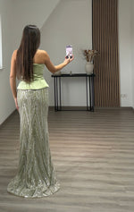 Strapless Trumpet Floor-Length Evening Gowns with Satin Corset