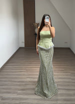 Strapless Trumpet Floor-Length Evening Gowns with Satin Corset