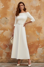 Classic Off The Shoulder Half Sleeve A-Line Evening Dress