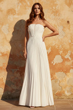 Strapless Sleeveless A-Line Ruffles Evening Dress
