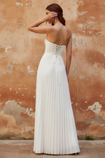 Strapless Sleeveless A-Line Ruffles Evening Dress