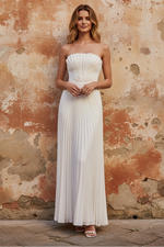 Strapless Sleeveless A-Line Ruffles Evening Dress