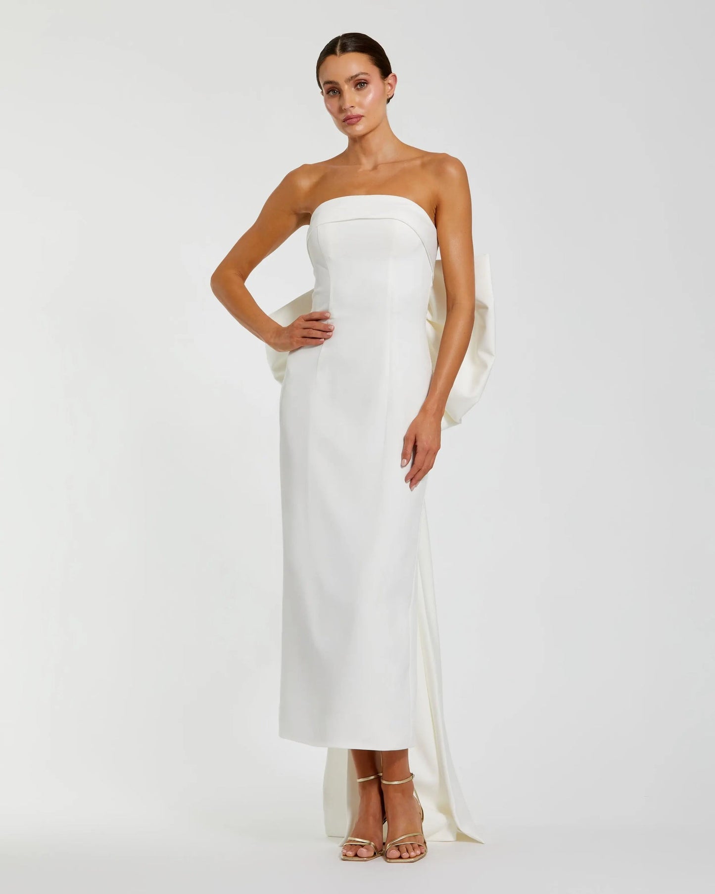 Strapless Sleeveless Mermaid Bow Ankle-Length Wedding Dress