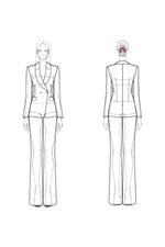 Work Formal Blazer Suit Set Light Green Long Sleeve Pants Set