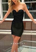 Sweetheart Lace Sweetheart Satin Mini Homecoming Dresses with Ruched