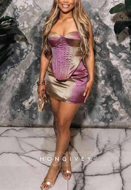 Sweetheart Halter Sleeveless Sheath Mini Satin Pleated Homecoming Dresses