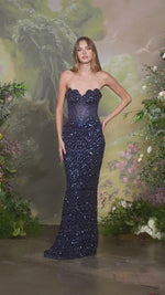 Sexy Sweetheart Sleeveless Sequins Sparkle Sheer Mermaid Prom Dress