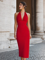 Elegance Halter Neck Midi Dress