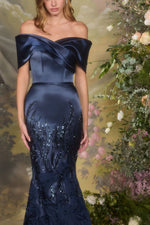 Pleated Long Mermaid Formal Evening Dress