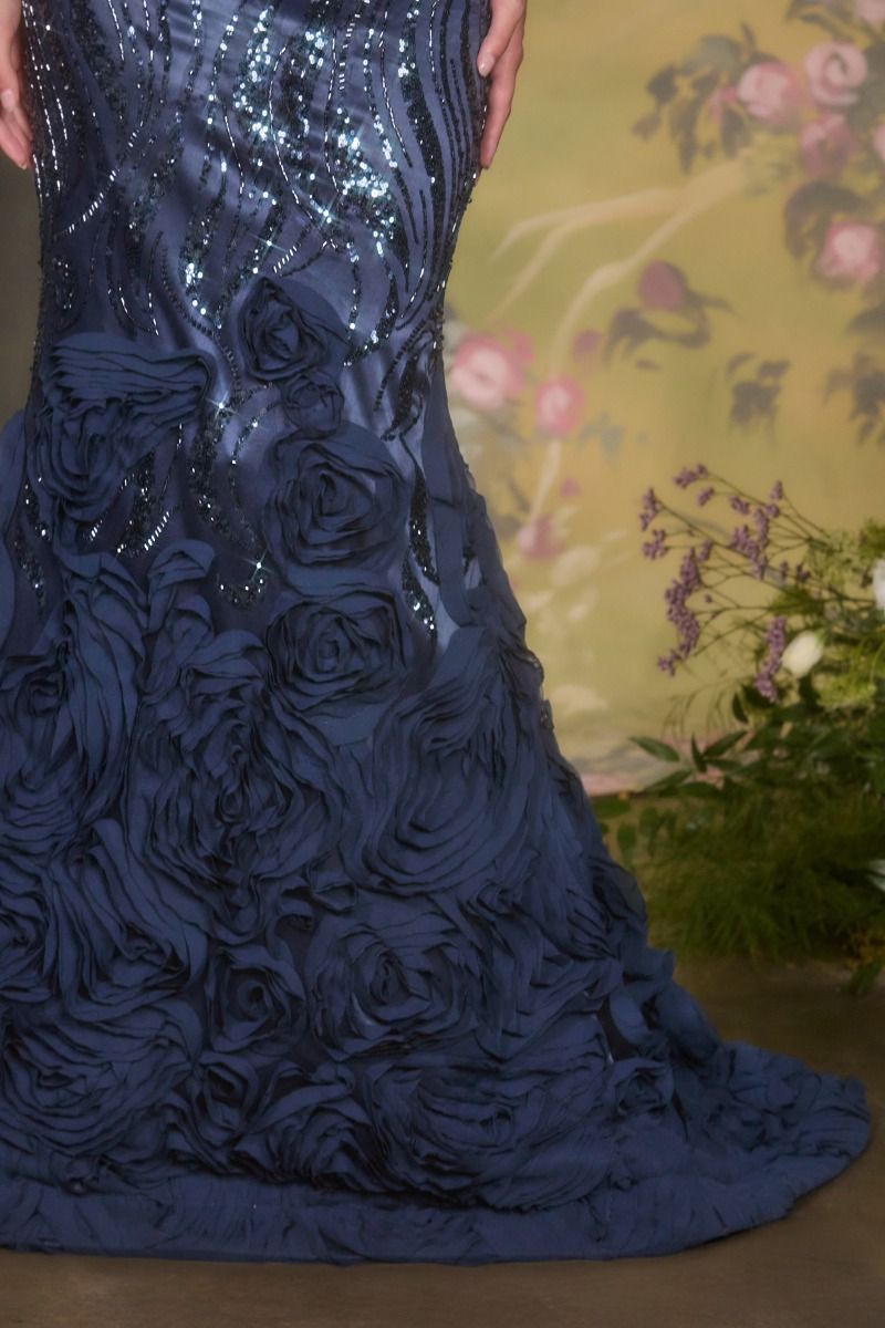 Pleated Long Mermaid Formal Evening Dress