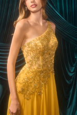 Long Formal Beaded Floral Evening Dress