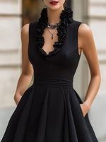 Ruffled V-Neck Sleeveless Fit-and-Flare Mini Dress