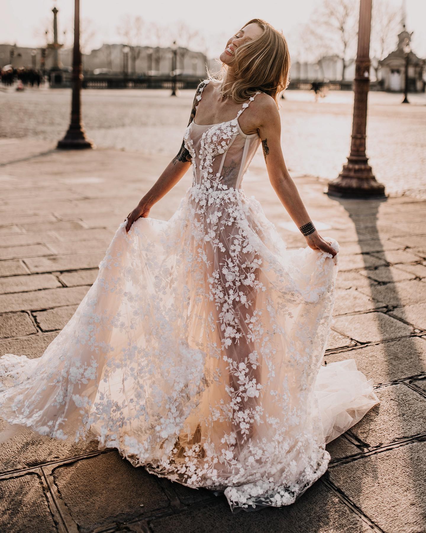 Boho A Line Scoop Neck Lace Beach Wedding Dresses