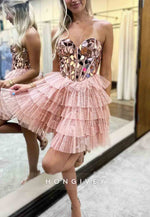 Gorgeous Sweetheart A-Line Short Tiered Tulle Homecoming Dress with Mirror