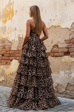 Gorgeous Sweetheart Ball Gown Leopard Print Tiered Prom Dress with Appliques