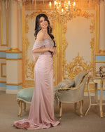 Elegant Off the Shoulder Beaded Sparkle Mermaid Evening Dress Floor-Length