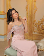 Elegant Off the Shoulder Beaded Sparkle Mermaid Evening Dress Floor-Length