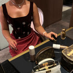 Red Square Sleevless Beaded Mermaid Floor-Length Evening Dress