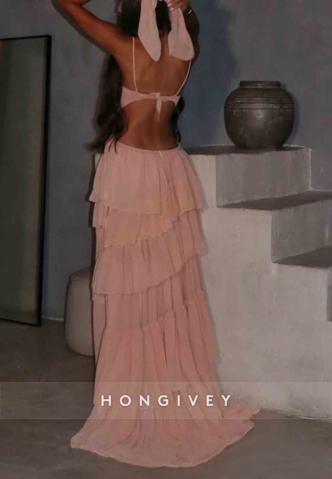 A-Line Blush Spaghetti Straps Sweetheart Open Back Prom Dresses