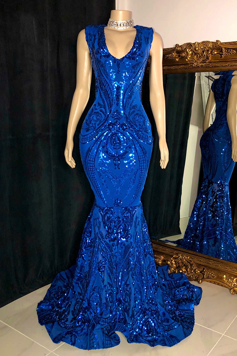 Amazing Sequins Mermaid Prom Dresses Sleeveless V-Neck Online