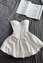 Strapless A-Line Tie Back Sweetheart Short Homecoming Dress with Corset