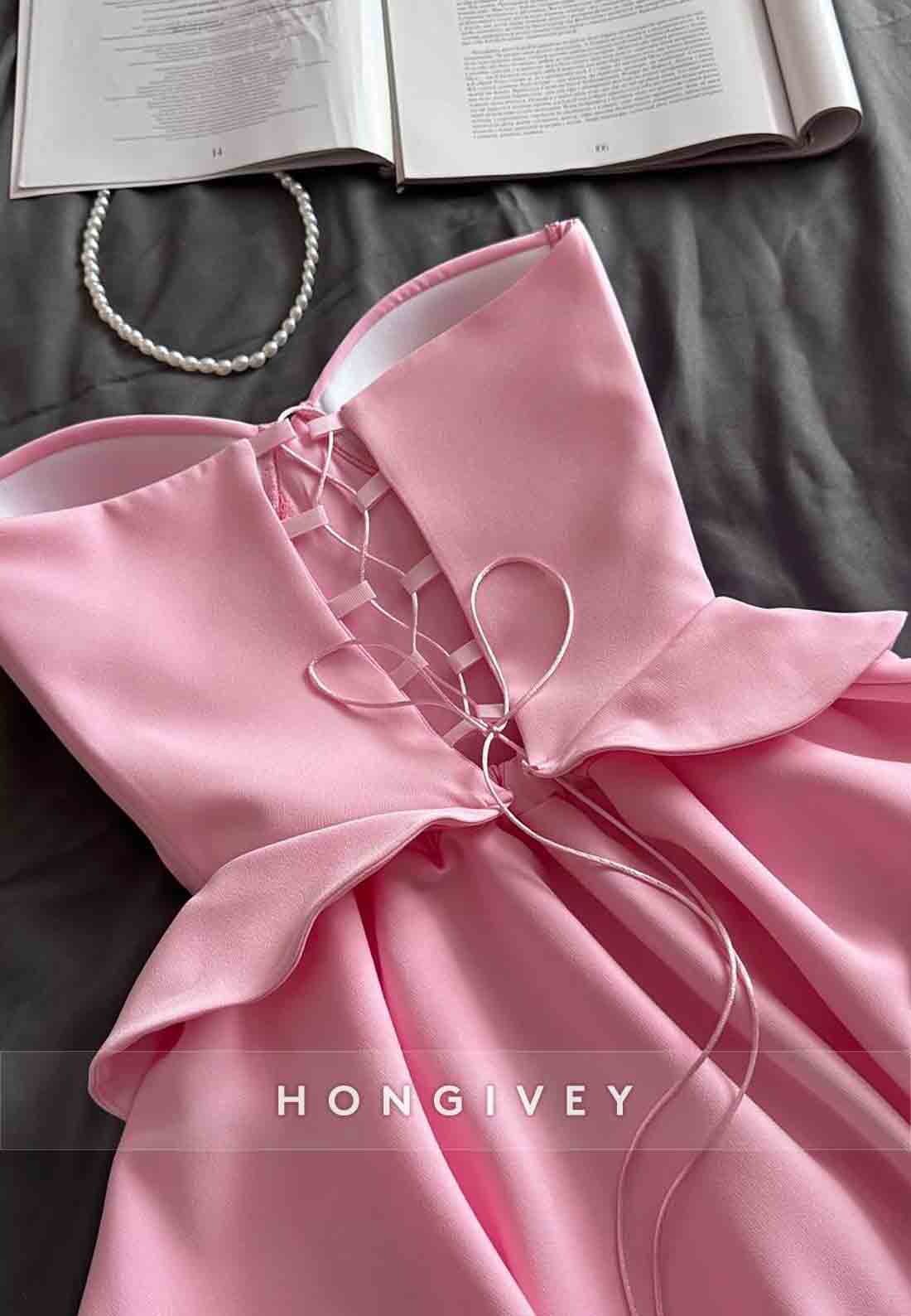 Strapless A-Line Tie Back Sweetheart Short Homecoming Dress with Corset