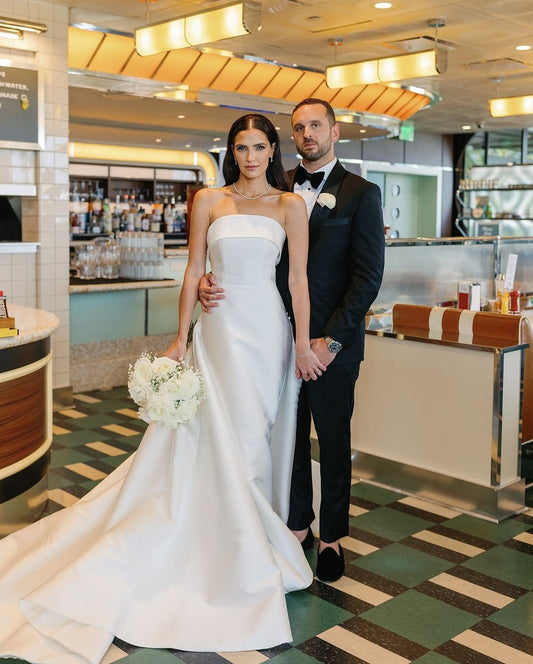 Strapless Sleeveless Mermaid Court Train Floor-Length Wedding Dress