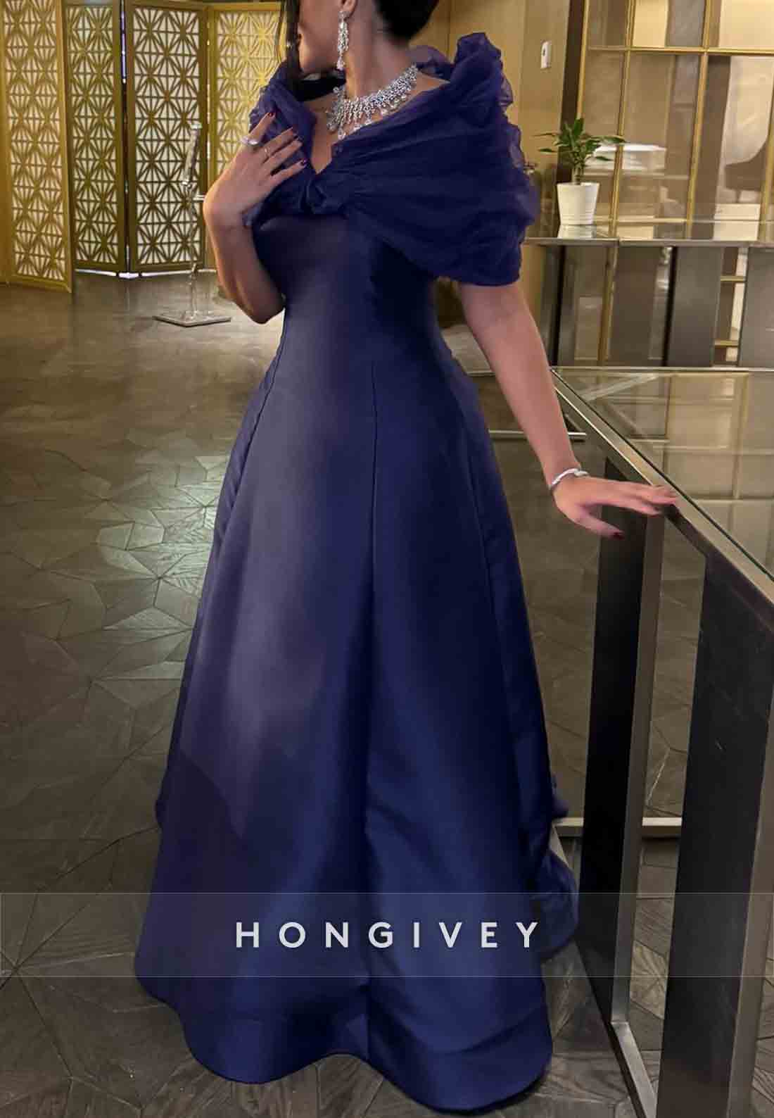 Shawl Floor-Length Empire Pleated Elegant Evening Gown