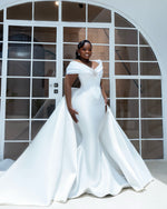 Off-the-Shoulder Mermaid Gown with Detachable Train