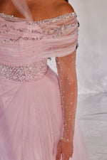 Tulle A-Line Evening Gown with Beaded Waist