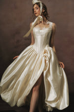 Vintage Satin Corset Ball Gown Wedding Dress