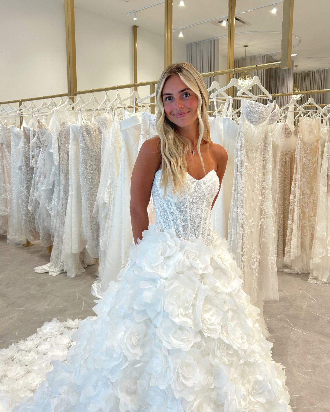 Strapless Sweetheart Corset Ball Gown with 3D Flowers