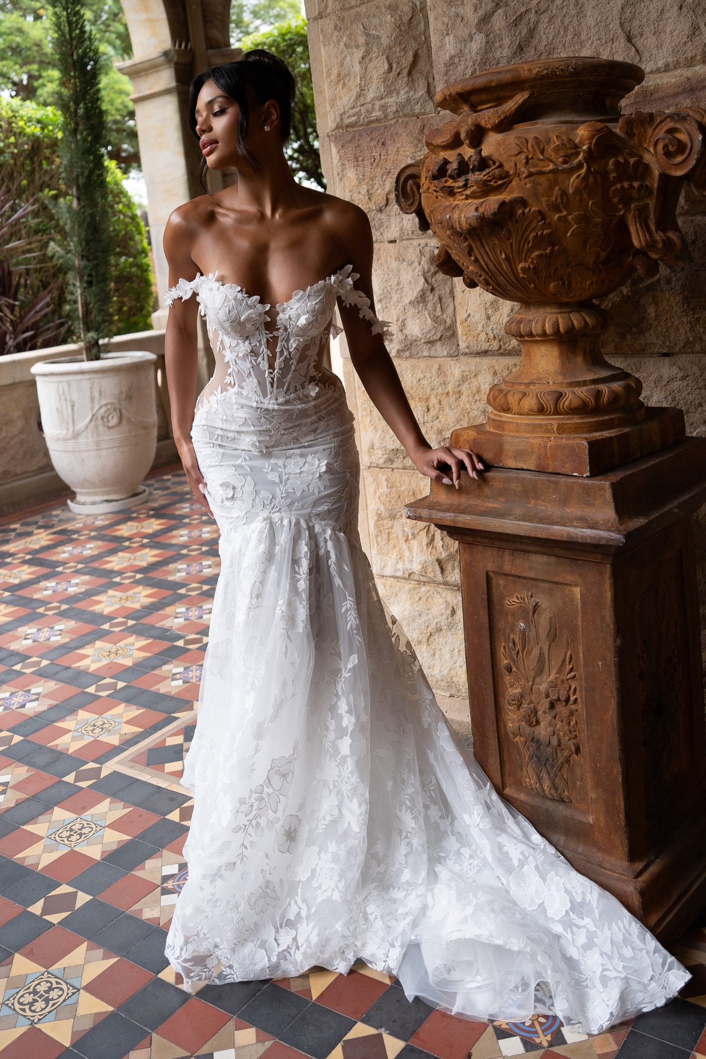 3D Floral Lace Corset Mermaid Bridal Gown