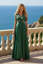 Embroidered Floral High-Low A-Line Formal Dress