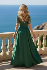 Embroidered Floral High-Low A-Line Formal Dress