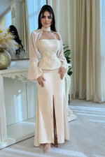 Sequined Corset Gown with Choker Bolero