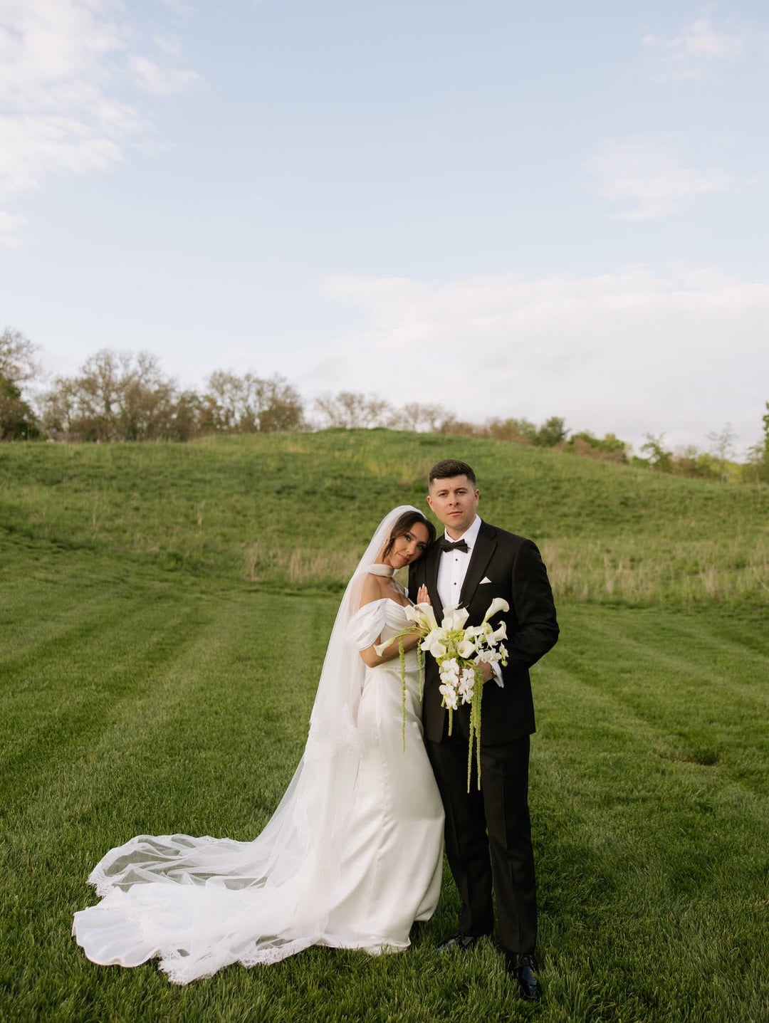 Off-the-Shoulder Satin Column Wedding Dress
