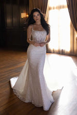 Mermaid Lace Wedding Dress with Detachable Satin Train