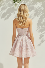 Strapless Floral Embroidered A-Line Mini Dress