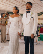 Long Sleeve Illusion Mermaid Sequin Wedding Gown