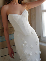 Strapless Corset Mermaid Wedding Dress with 3D Flowers